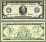 DH FR 1130 1914 (B-NEW YORK) $100 FEDERAL RESERVE NOTE LARGE SIZE,