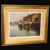 PAUL STRISIK GLOUCESTER HARBOR WHARF OIL PAINTING National Academy NA 1919-1998,