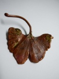 CLAUDE LALANNE GALVANISED COPPER GINKGO LEAF BROOCH PIN