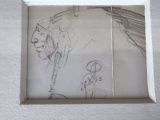 JOSEPH ROY WILLIS INDIAN HEADDRESS 1954 PENCIL DRAWING