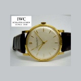 MENS 18KT GOLD IWC SCHAFFHAUSEN SILVER STICK WRISTWATCH