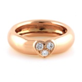 TIFFANY 18K ROSE PINK GOLD 3 DIAMOND HEART RING Size 7