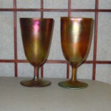 Pair of TIFFANY STUDIOS GOLD FAVRILE GLASS GOBLETS