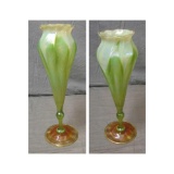 TIFFANY STUDIOS FAVRILE PULLED FEATHER FLORIFORM VASE