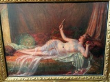 DELPHIN ENJOLRAS FRENCH OIL PAINTING APRES LE BAIN AFTER THE BATH NUDE RECLINING FEMALE