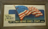 WWII FDR PROPAGANDA POSTER BUY US WAR BONDS USA FLAG