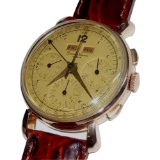 MEN'S 18KT ROSE GOLD BAUME & MERCIER 3910 CALENDAR CHRONOGRAPH 1940S SWISS VALJOUX 72C Movement (use