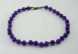 HAMMERED SILVER 200+ CARATS AMETHYST 10MM BEAD NECKLACE