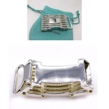 TIFFANY SILVER 18KT GOLD GATELINK GRILL BELT BUCKLE