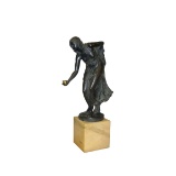 WALTER SCHOTT GERMAN BRONZE SCULPTURE GIRL WITH BALL