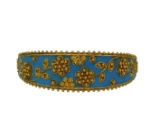 ETRUSCAN 18K GOLD & CELESTE BLEU ENAMEL BANGLE BRACELET c.1875