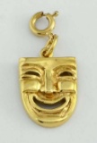 Fine 18Kt GOLD COMEDY THEATER FACE MASK PENDANT CHARM