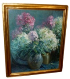 MATILDA BROWNE PINK & WHITE PHLOX FLORAL OIL PAINTING