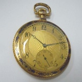 EDWARDIAN 14KT GOLD ENAMEL LONGINES POCKET WATCH, Circa 1904,