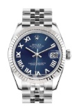 MIDSIZE STEEL ROLEX 178274 DATEJUST 31mm BLUE ROMAN DIAL