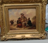 19TH C. DUTCH OIL ON PANEL PAINTING CARD PLAYERS HOUSED I