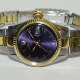 BLUE LADY'S 14KT GOLD SS ROLEX 6517 OYSTER DATE WATCH