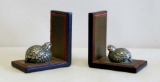 GUCCI RESTING QUAIL LEATHER BOOKENDS SIGNED ITALY CIRCA 1950S