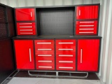 Unused 7' Workbench with Cabinets (Red)