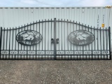 Unused 20' Decorative Wrought Iron Bi-Parting Driveway Gate