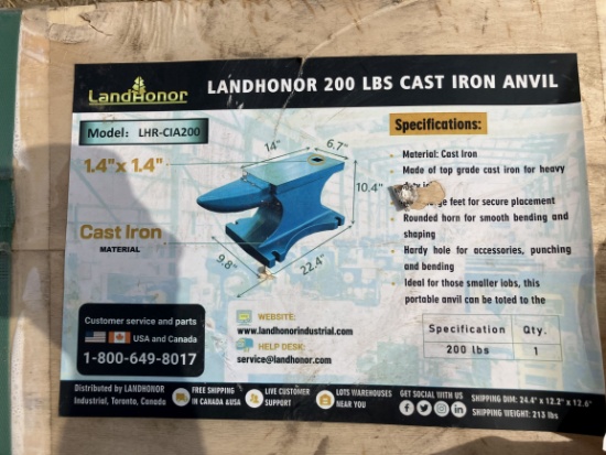 LandHonor 200 Lb. Cast Iron Anvil (New)