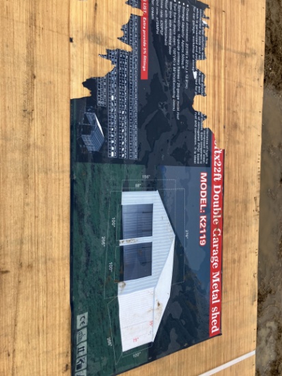22'x23' Double Garage Metal Shed (New In Crate)