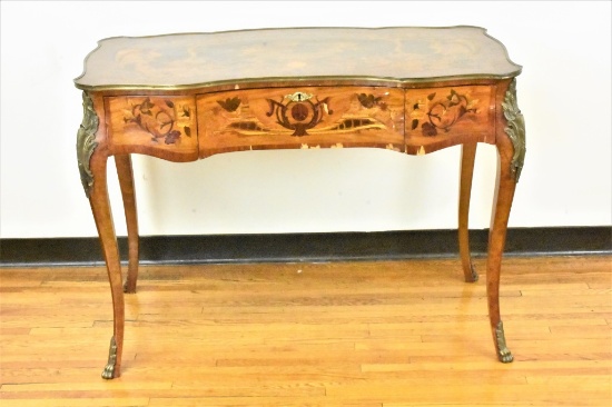French Inlayed & Bronze Mounted Writing Table