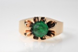 10K Gold and Green Glass Men's Ring
