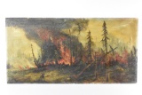 C.R. McLean Oil on Board of Great Hinckley Fire