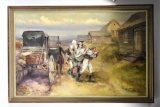 Johnson Oil on Canvas Revolutionary War Scene