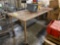 STAINLESS STEEL TABLE WITH WHEELS, PLASTIC TOTE & MISC. ITEMS