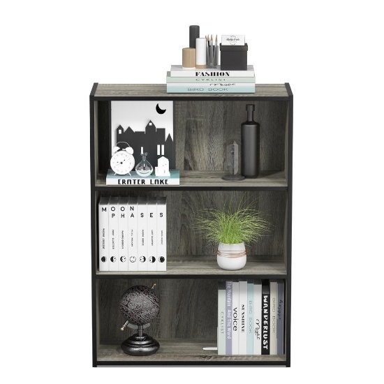 FURINNO 31.5 in. French Oak Gray Wood 3-shelf, MSRP $39.39