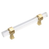 5 in. Center-to-Center Clear Acrylic Cabinet Drawer Pull with Satin Gold Bases (10-Pack)