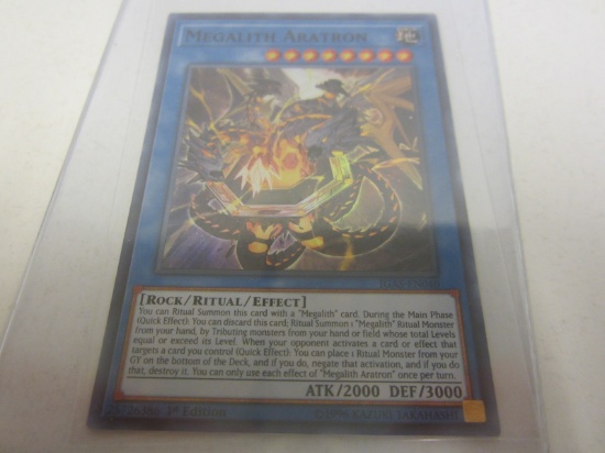 KONAMI YU GI OH - MEGALITH ARATRON EARTH HOLOFOIL 1ST EDITION RARE IGAS-EN040