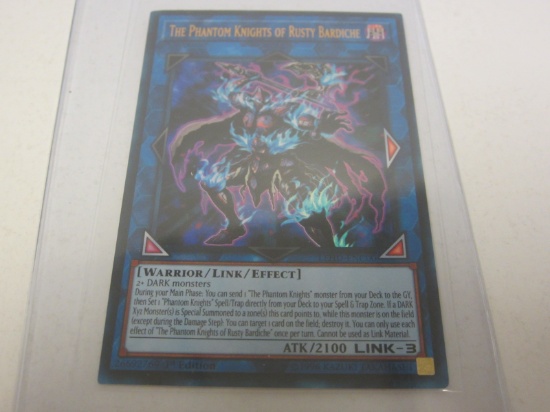 KONAMI YU GI OH THE PHANTOM KNIGHTS OF RUSTY BARDICHE DARK GOLD HOLO FOIL 1ST EDITION LEHD-ENC00