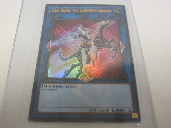 KONAMI YU GI OH - GAIA SABER THE LIGHTNING SHADOW EARTH GOLD HOLOGRAPHIC FOIL 1ST EDITION RARE