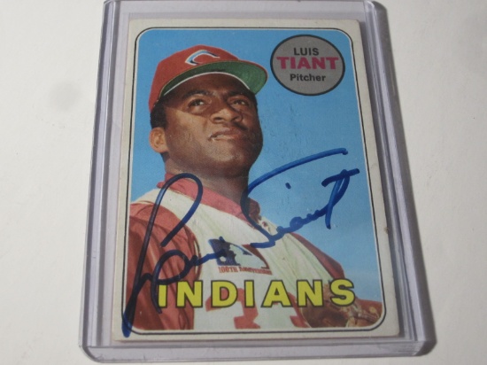 1969 TOPPS LUIS TIANT #560 SIGNED AUTOGRAPHED CARD CLEVELAND INDIANS