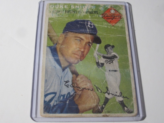 1954 TOPPS DUKE SNIDER #32 SIGNED AUTOGRAPHED CARD BROOKLYN DODGERS