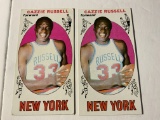 LOT OF 2 1969 TOPPS CAZZIE RUSSELL #3 ROOKIE CARDS NEW YORK KNICKS