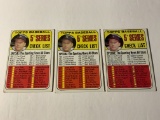LOT OF 3 1969 TOPPS 5TH SERIES CHECKLISTS #412 MICKEY MANTLE
