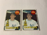 LOT OF 2 1969 TOPPS BOBBY COX #237 ROOKIE CARDS NEW YORK YANKEES