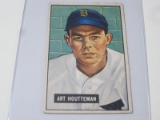 1951 BOWMAN BASEBALL COLOR #45 - ART HOUTTEMAN VINTAGE DETROIT TIGERS CARD