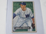 1951 BOWMAN BASEBALL COLOR #96 - SANDALIO CONSUEGRA VINTAGE WASHINGTON SENATORS CARD