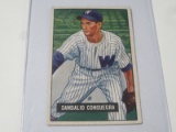 1951 BOWMAN BASEBALL COLOR #96 - SANDALIO CONSUEGRA VINTAGE WASHINGTON SENATORS CARD
