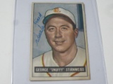 1951 BOWMAN BASEBALL COLOR #21 - GEORGE SNUFFY STIRNWEISS VINTAGE CLEVELAND INDIANS
