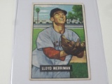 1951 BOWMAN BASEBALL COLOR #72 - LLOYD MERRIMAN VINTAGE CINCINNATI REDS