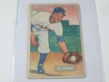 1951 BOWMAN BASEBALL COLOR #13 - ED STANKY VINTAGE NEW YORK GIANTS BASEBALL CARD