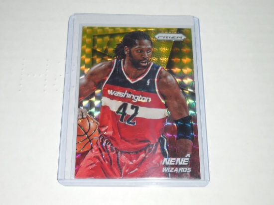 2014-15 PANINI PRIZM BASKETBALL - NENE HILARIO RARE YELLOW AND RED MOSAIC PRIZM SP