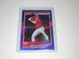 2020 PANINI DONRUSS BASEBALL #129 - MIKE TROUT RARE BLUE BORDER HOLOFOIL PRIZM STYLE REFRACTOR CARD