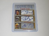 2020 ACEO ICONIC INK TRIPLE CUTS - TOM BRADY DREW BREES AARON RODGERS TRIPLE FACSMILE AUTOGRAPH CARD